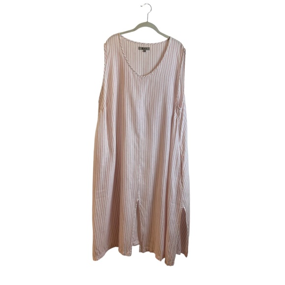 Flax Desings Linen Dress 3G Open Dress Papaya Stripe Sz. 22-24 - Picture 3 of 11